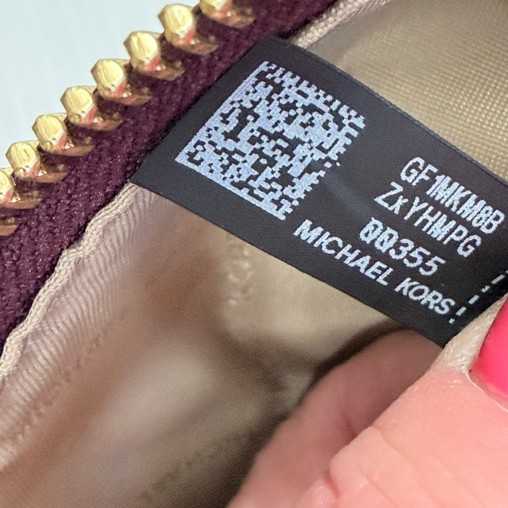 Michael Kors Jet Set Merlot Monogram Jacquard Crossbody Bag - Picture 4 of 9